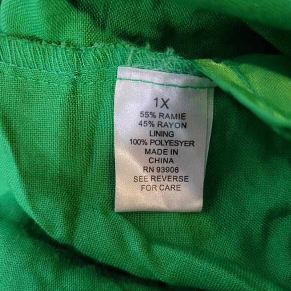 Sherry Taylor Forest Green Tie-Front Button-Up Shirt - 1X - Picture 6 of 6